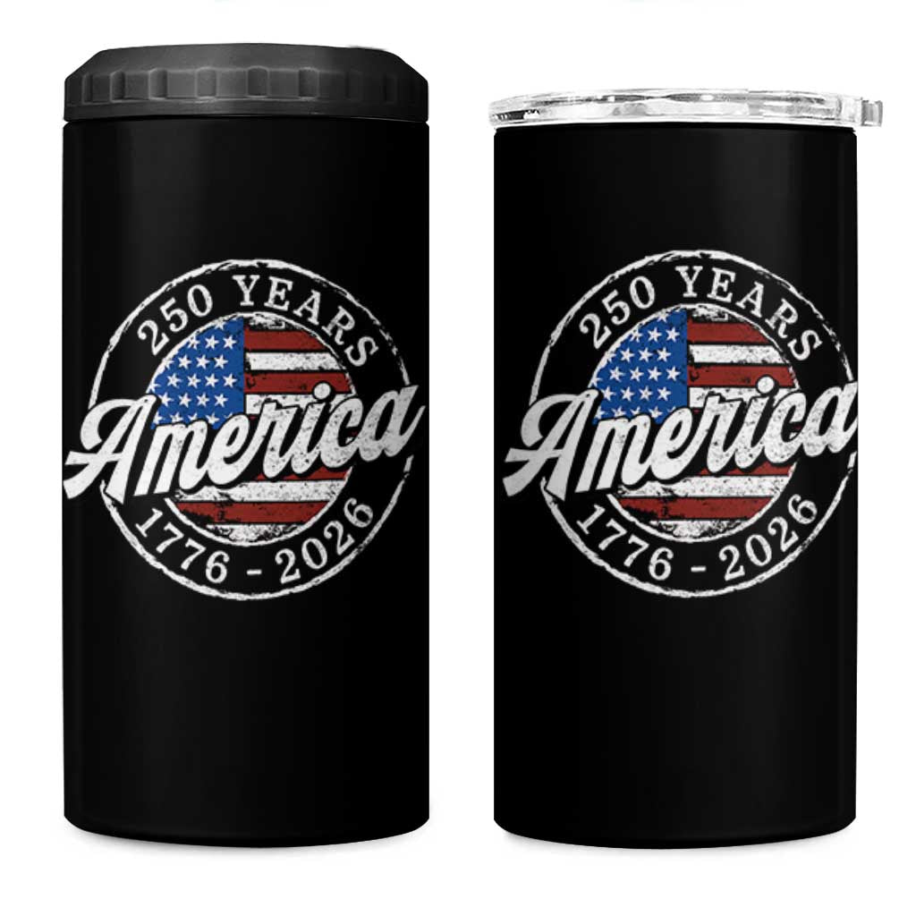 America 250 Years 1776 2026 4 in 1 Can Cooler Tumbler 250th Anniversary USA Vintage USA Flag