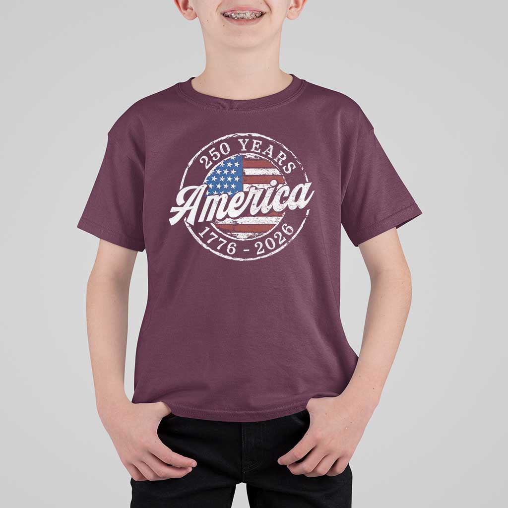 America 250 Years 1776 2026 T Shirt For Kid 250th Anniversary USA Vintage USA Flag