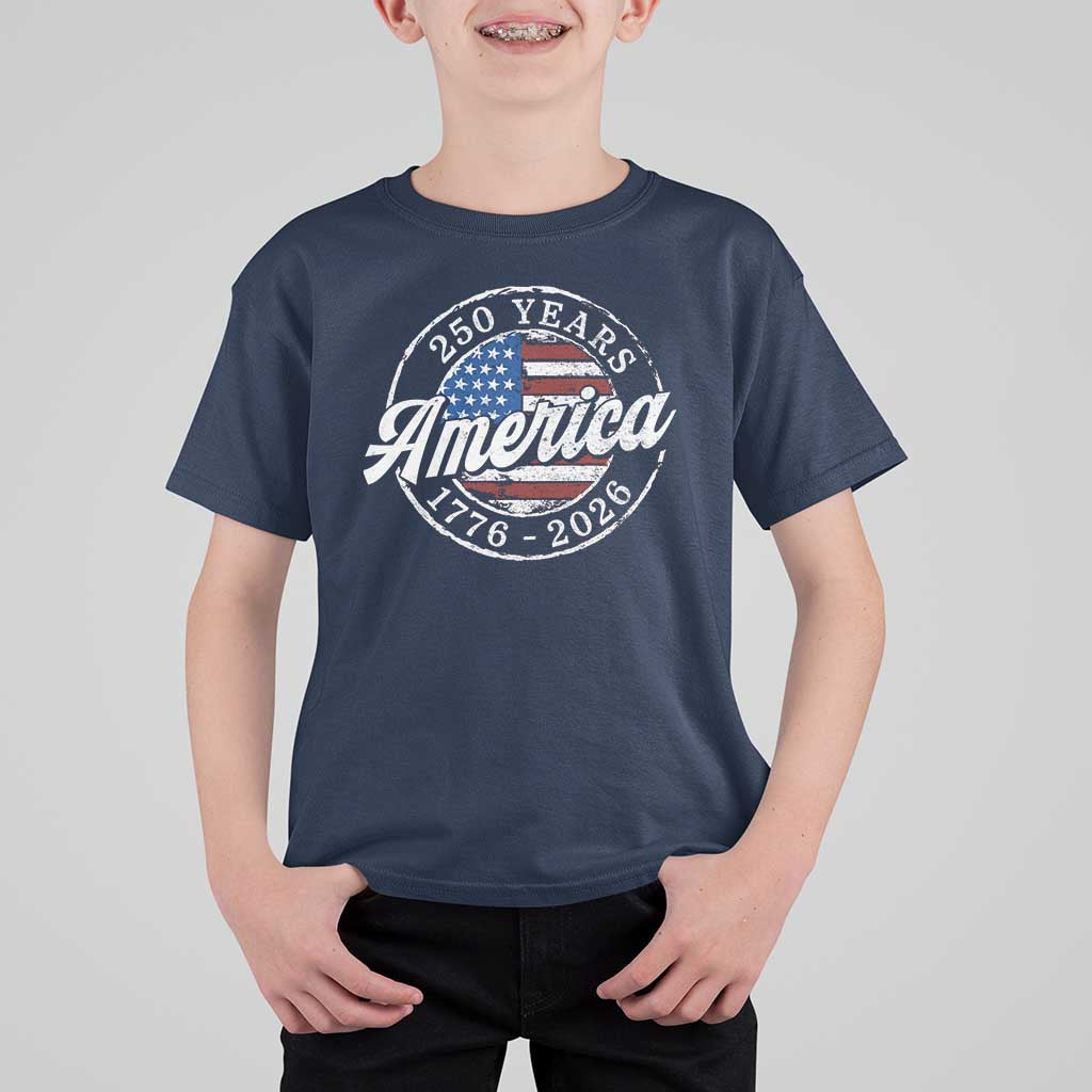 America 250 Years 1776 2026 T Shirt For Kid 250th Anniversary USA Vintage USA Flag