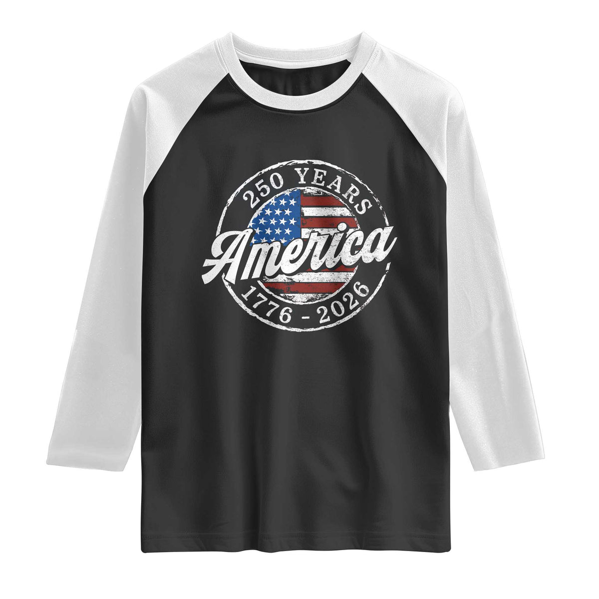 America 250 Years 1776 2026 Raglan Shirt 250th Anniversary USA Vintage USA Flag