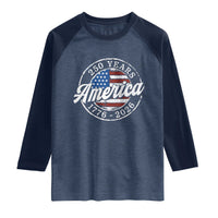 America 250 Years 1776 2026 Raglan Shirt 250th Anniversary USA Vintage USA Flag
