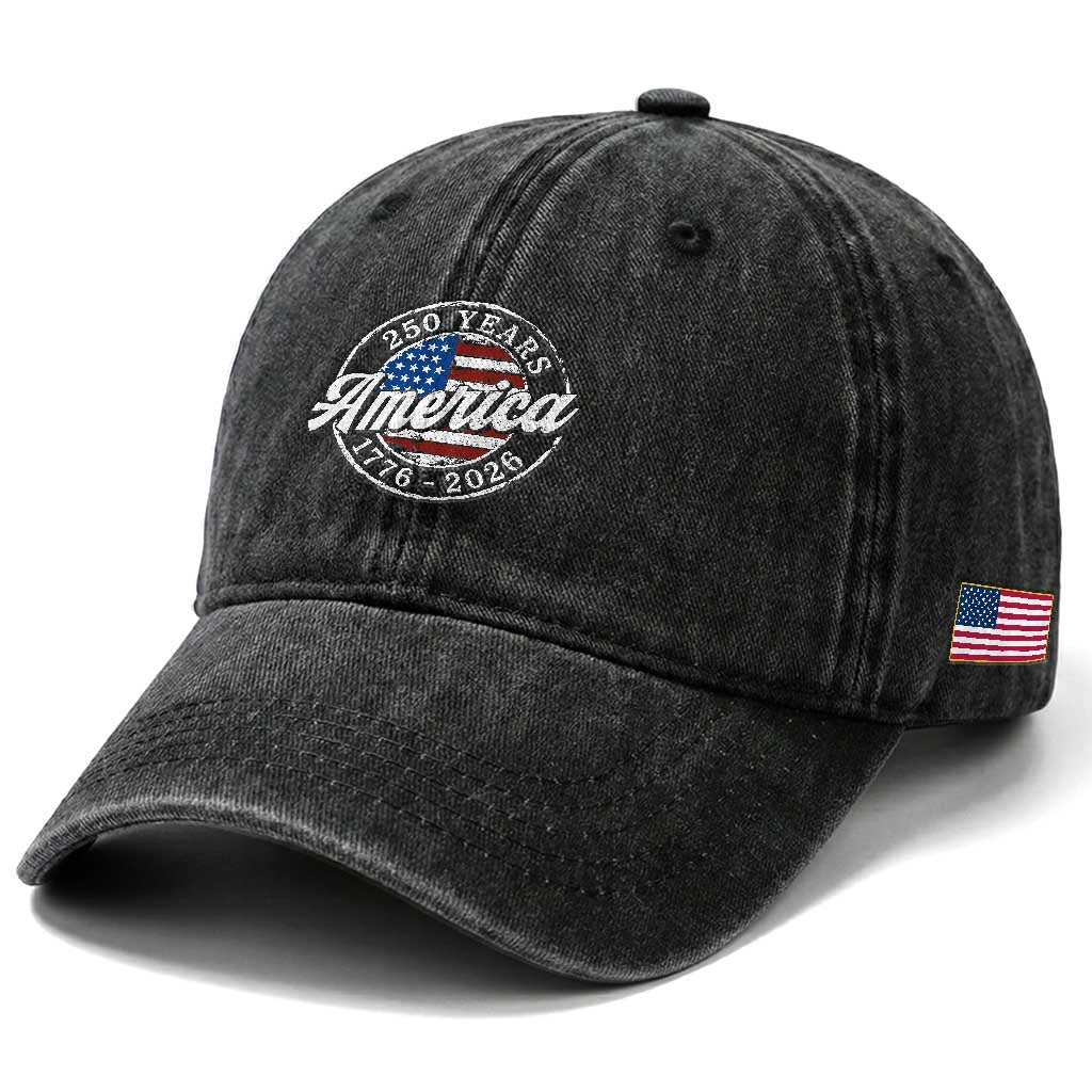America 250 Years 1776 2026 Washed Cotton Baseball Cap 250th Anniversary USA Vintage USA Flag