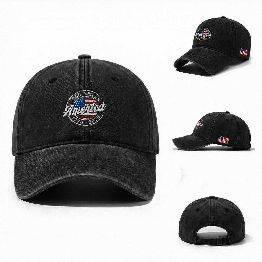 America 250 Years 1776 2026 Washed Cotton Baseball Cap 250th Anniversary USA Vintage USA Flag