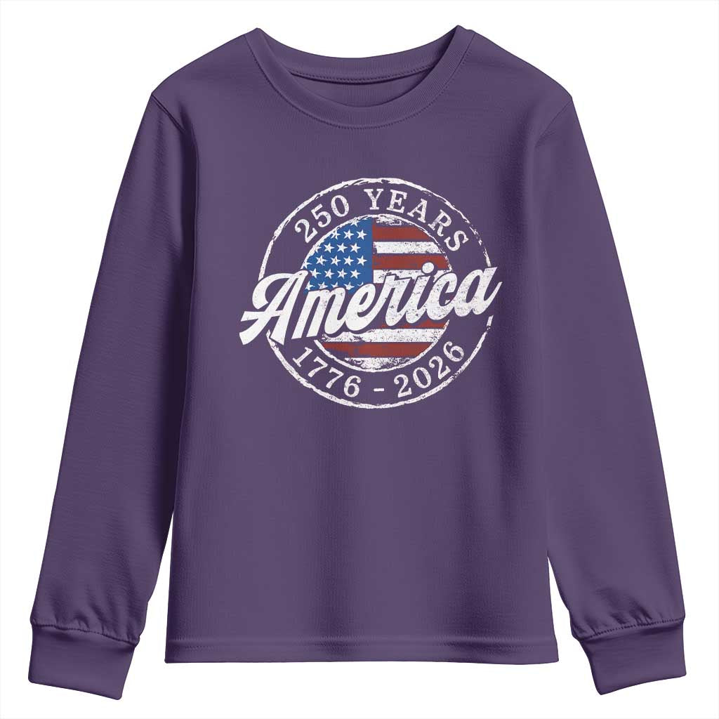 America 250 Years 1776 2026 Youth Sweatshirt 250th Anniversary USA Vintage USA Flag