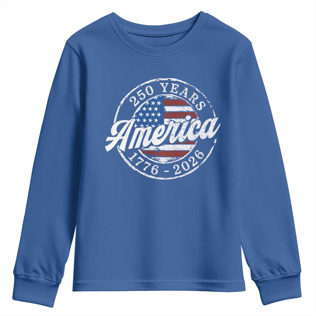 America 250 Years 1776 2026 Youth Sweatshirt 250th Anniversary USA Vintage USA Flag