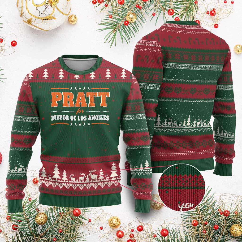 Pratt For Mayor Of Los Angeles Ugly Christmas Sweater LA Mayoral Election US Political