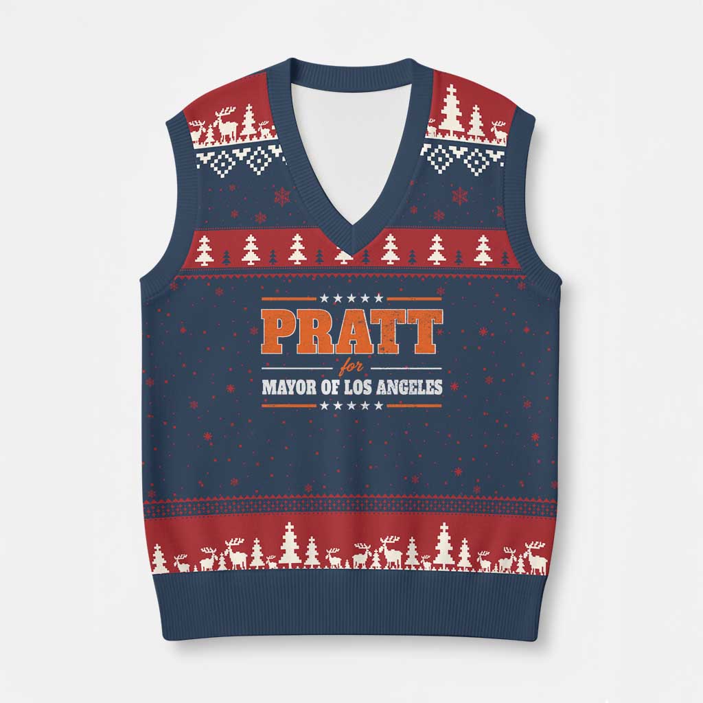 Pratt For Mayor Of Los Angeles V-Neck Knit Sweater Vest LA Mayoral Election US Political