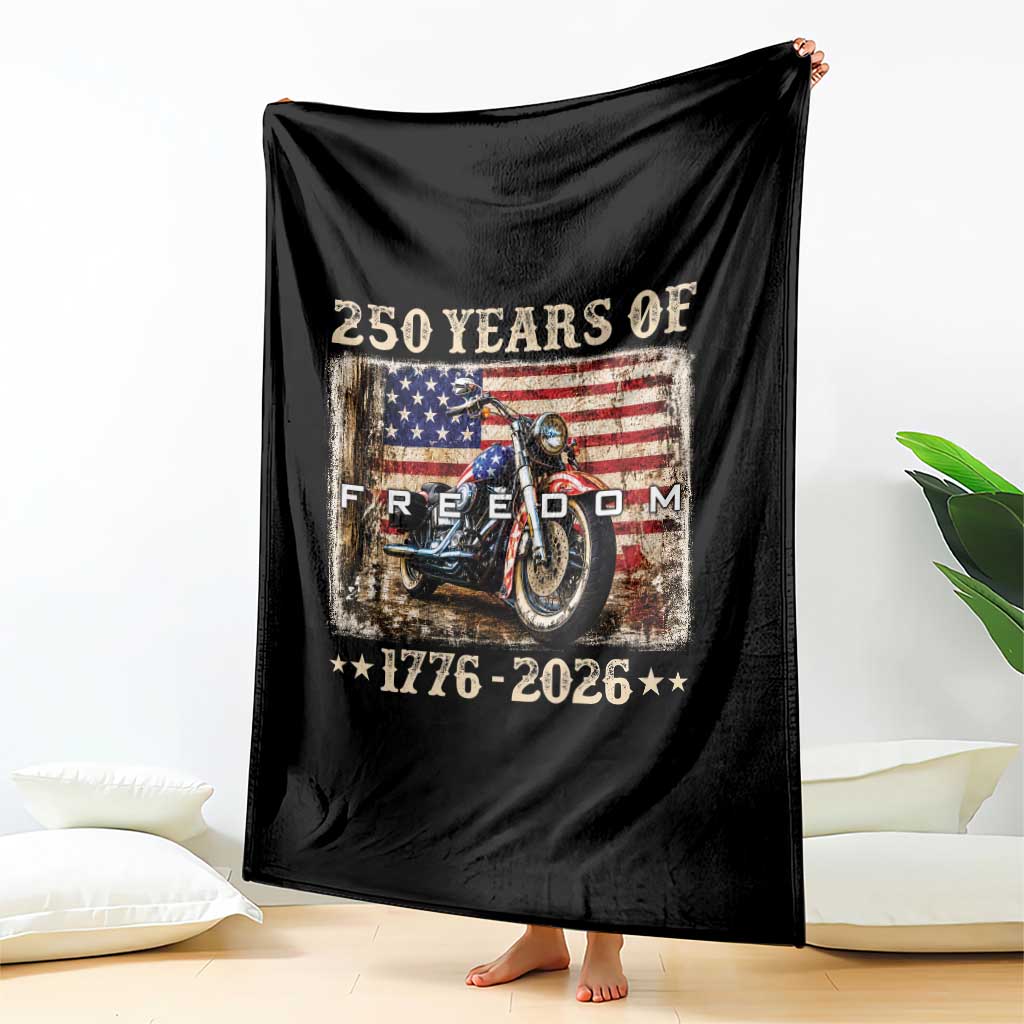250 Years Of Freedom Motorcycle Patriotic Biker 1776 2026 Throw Blanket