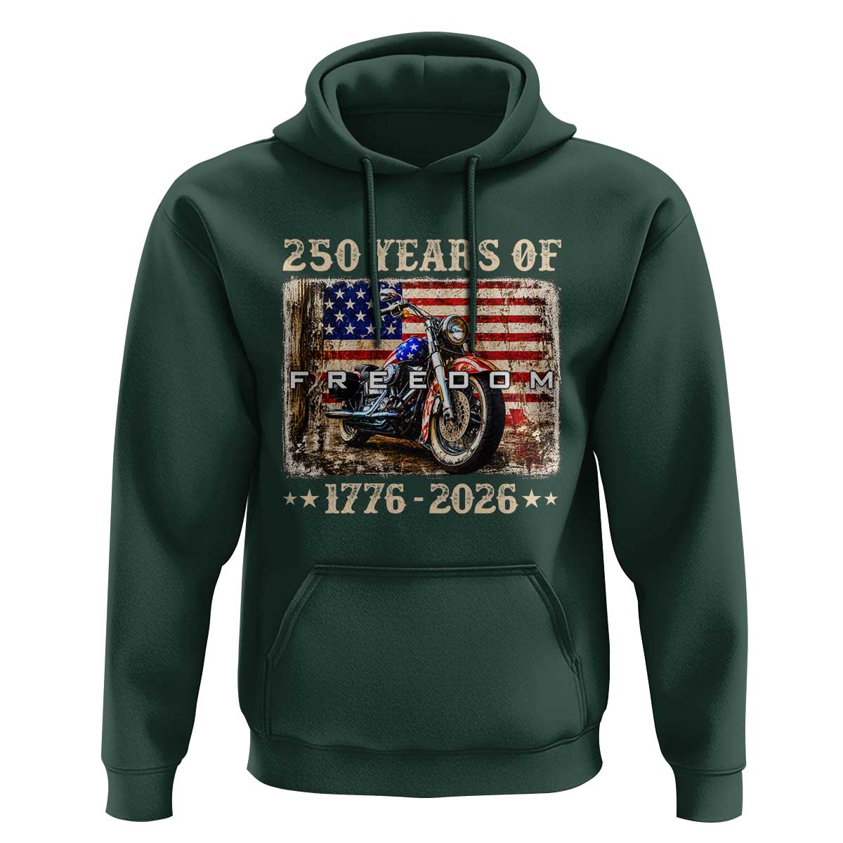 250 Years Of Freedom Motorcycle Patriotic Biker 1776 2026 Hoodie