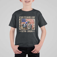 250 Years Of Freedom Motorcycle Patriotic Biker 1776 2026 T Shirt For Kid