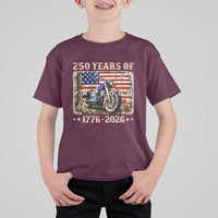 250 Years Of Freedom Motorcycle Patriotic Biker 1776 2026 T Shirt For Kid