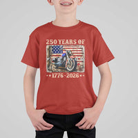 250 Years Of Freedom Motorcycle Patriotic Biker 1776 2026 T Shirt For Kid