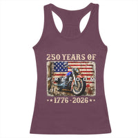 250 Years Of Freedom Motorcycle Patriotic Biker 1776 2026 Racerback Tank Top