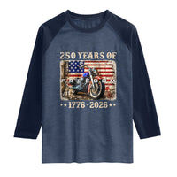 250 Years Of Freedom Motorcycle Patriotic Biker 1776 2026 Raglan Shirt