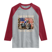 250 Years Of Freedom Motorcycle Patriotic Biker 1776 2026 Raglan Shirt