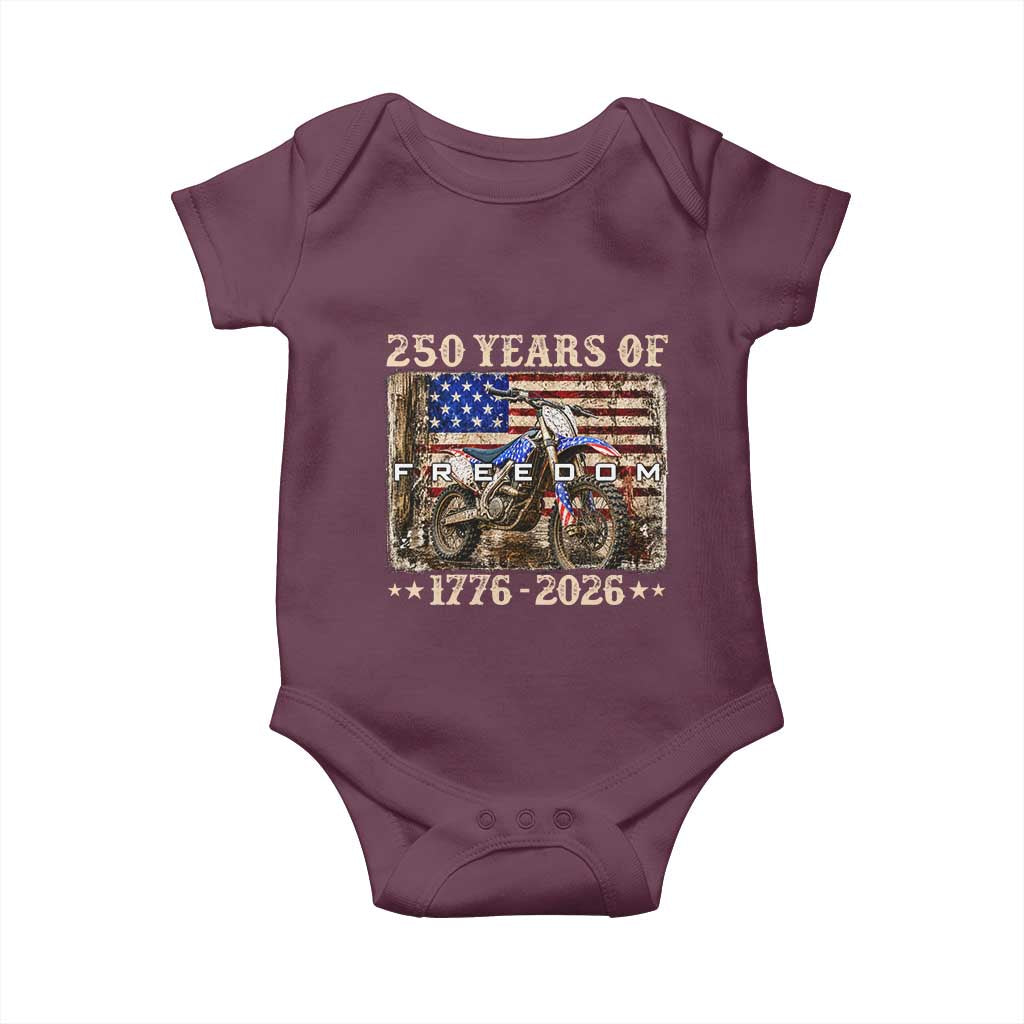250 Years Of Freedom Dirt Bike Motocross 1776 2026 Baby Onesie
