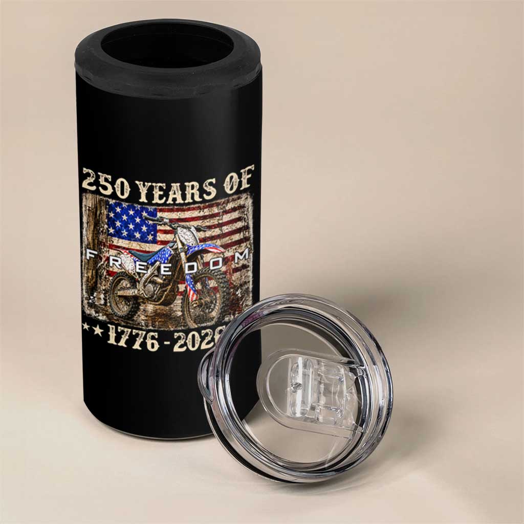 250 Years Of Freedom Dirt Bike Motocross 1776 2026 4 in 1 Can Cooler Tumbler