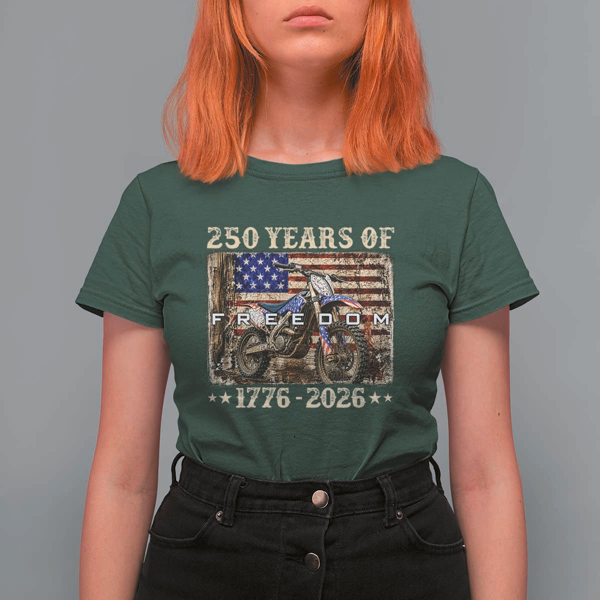 250 Years Of Freedom Dirt Bike Motocross 1776 2026 T Shirt For Women