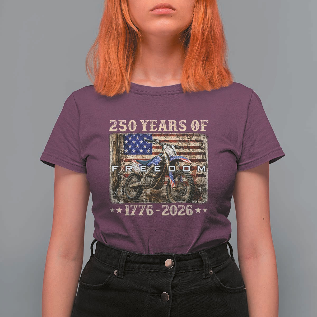 250 Years Of Freedom Dirt Bike Motocross 1776 2026 T Shirt For Women