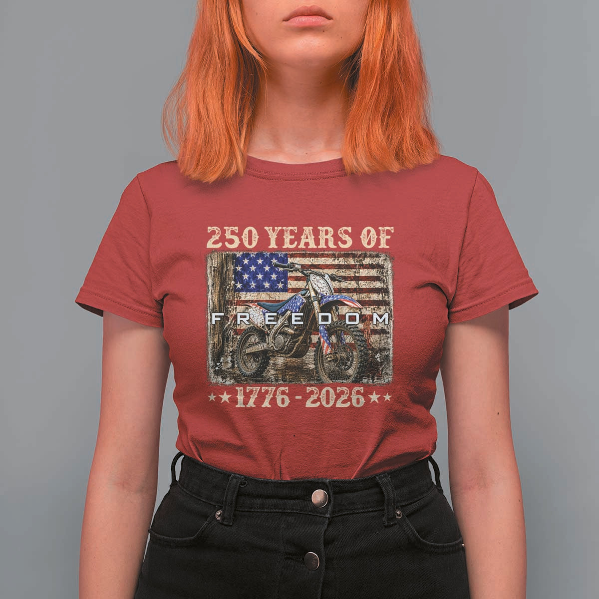250 Years Of Freedom Dirt Bike Motocross 1776 2026 T Shirt For Women