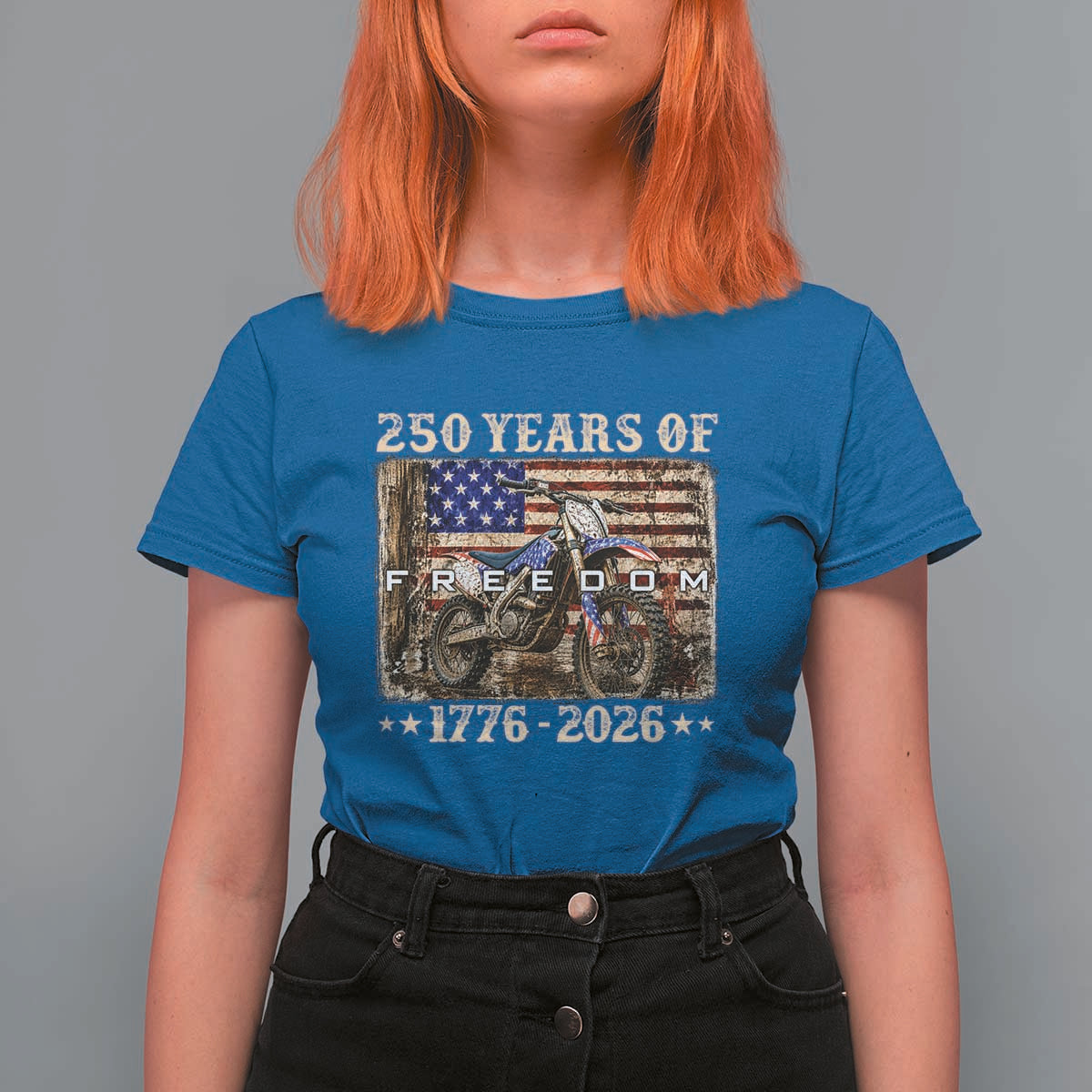 250 Years Of Freedom Dirt Bike Motocross 1776 2026 T Shirt For Women