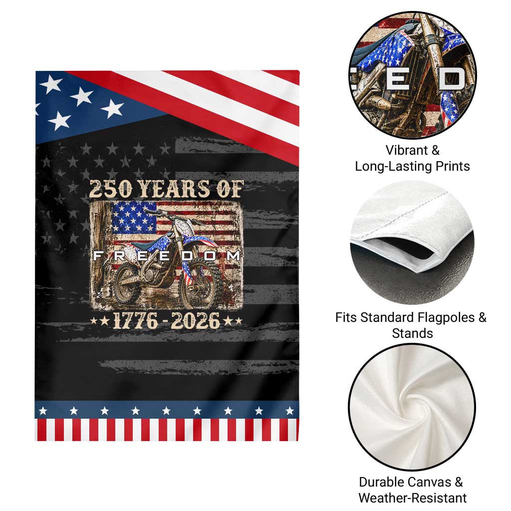 250 Years Of Freedom Dirt Bike Motocross 1776 2026 Patriotic Garden Flag