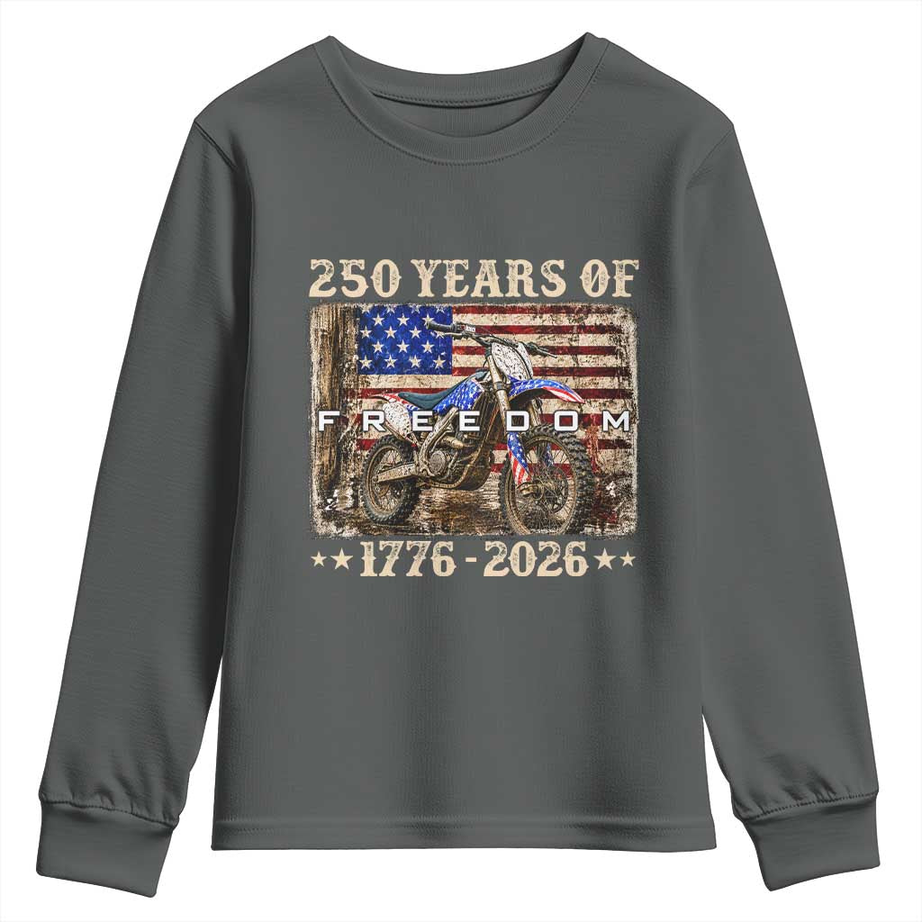 250 Years Of Freedom Dirt Bike Motocross 1776 2026 Youth Sweatshirt