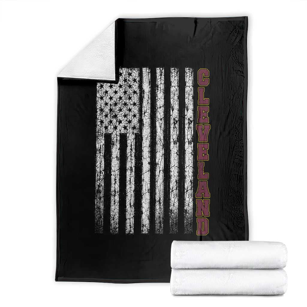Cleveland Ohio State Pride Vintage American Flag Throw Blanket Vintage American Flag Ohio State Pride