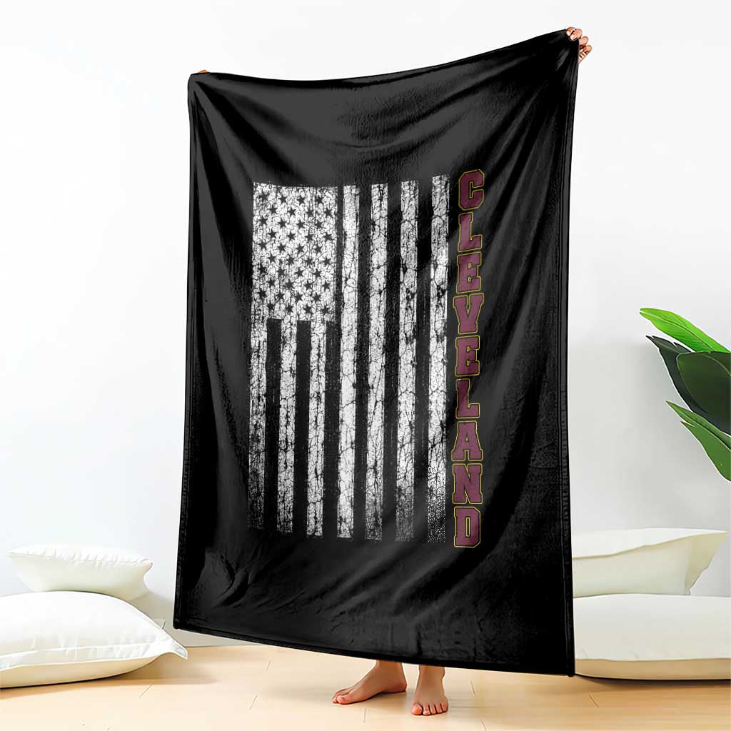 Cleveland Ohio State Pride Vintage American Flag Throw Blanket Vintage American Flag Ohio State Pride