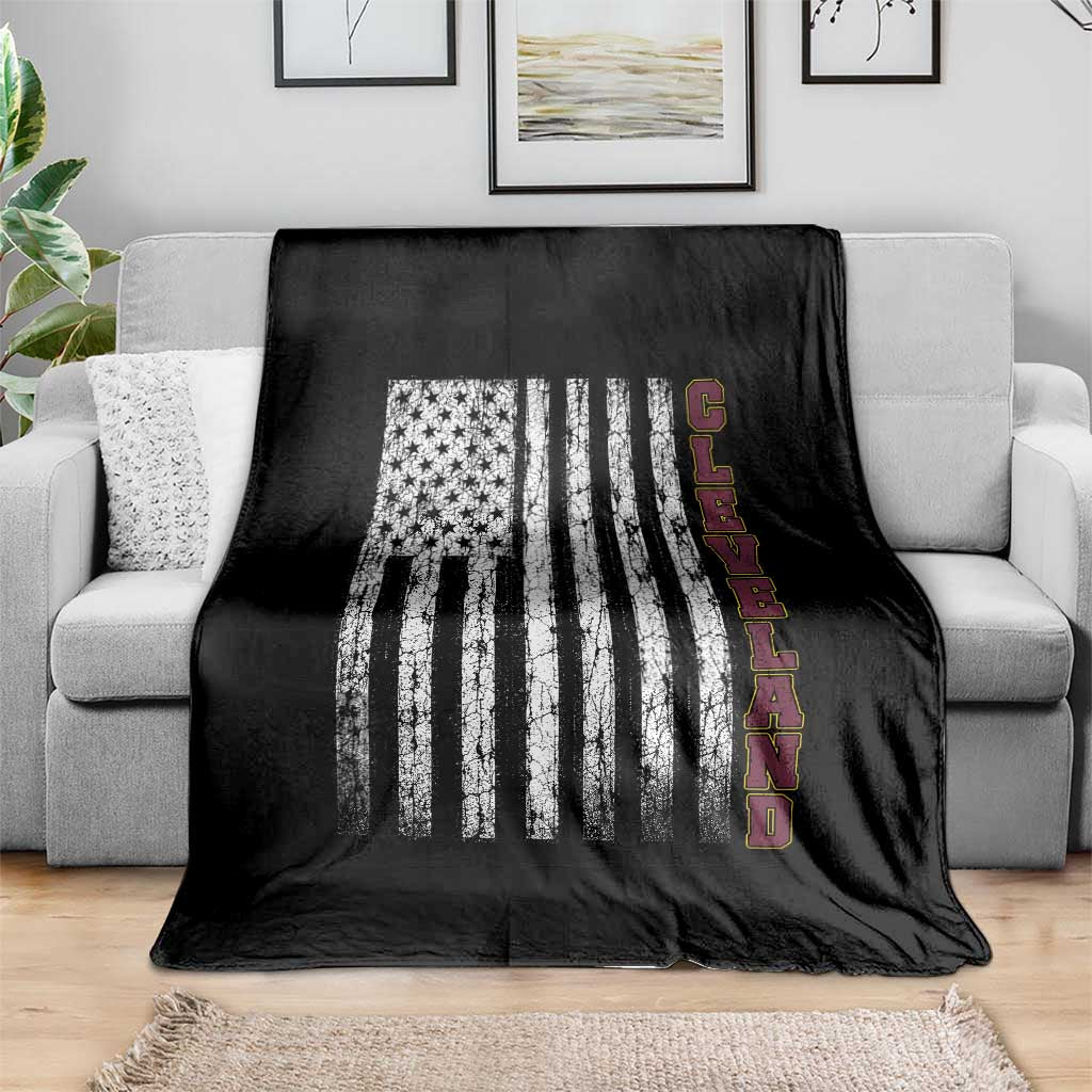 Cleveland Ohio State Pride Vintage American Flag Throw Blanket Vintage American Flag Ohio State Pride