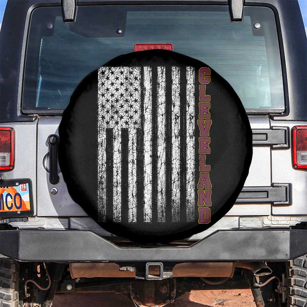 Cleveland Ohio State Pride Vintage American Flag Spare Tire Cover Vintage American Flag Ohio State Pride