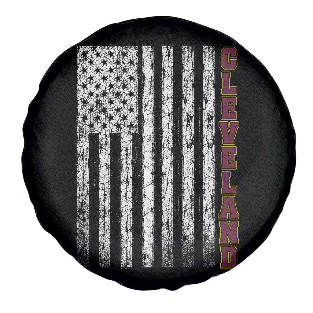 Cleveland Ohio State Pride Vintage American Flag Spare Tire Cover Vintage American Flag Ohio State Pride