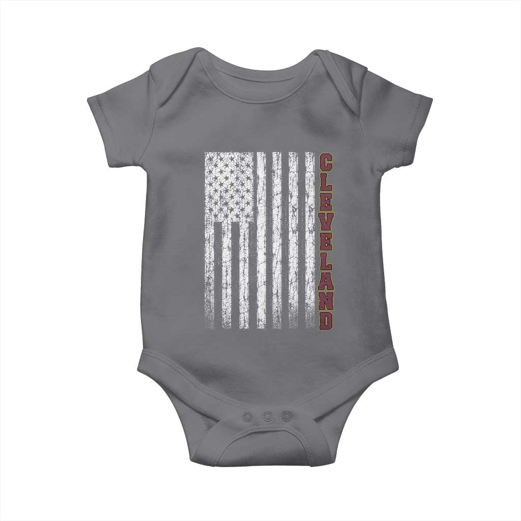 Cleveland Ohio State Pride Vintage American Flag Baby Onesie