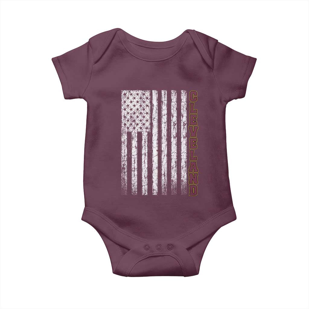 Cleveland Ohio State Pride Vintage American Flag Baby Onesie