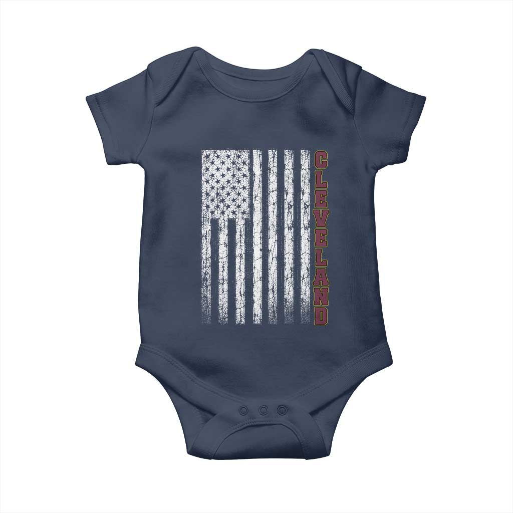 Cleveland Ohio State Pride Vintage American Flag Baby Onesie