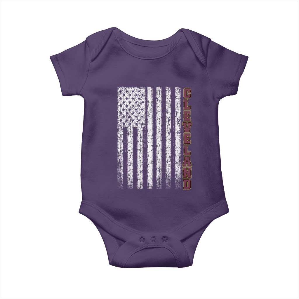 Cleveland Ohio State Pride Vintage American Flag Baby Onesie
