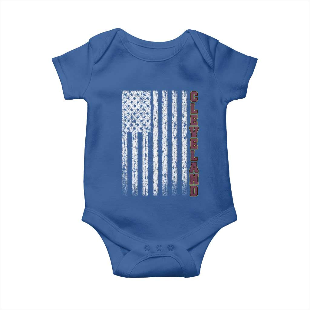 Cleveland Ohio State Pride Vintage American Flag Baby Onesie