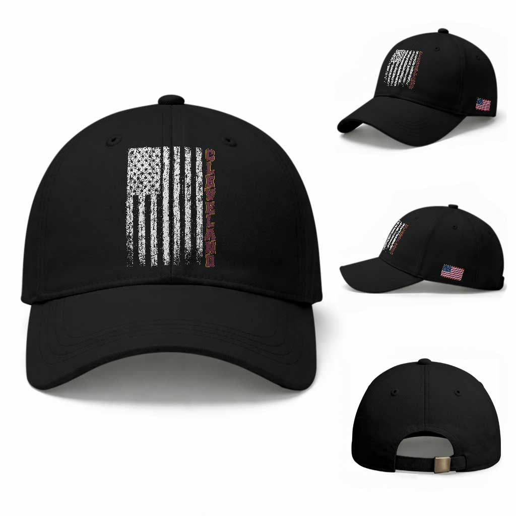 Cleveland Ohio State Pride Vintage American Flag Baseball Cap Vintage American Flag Ohio State Pride