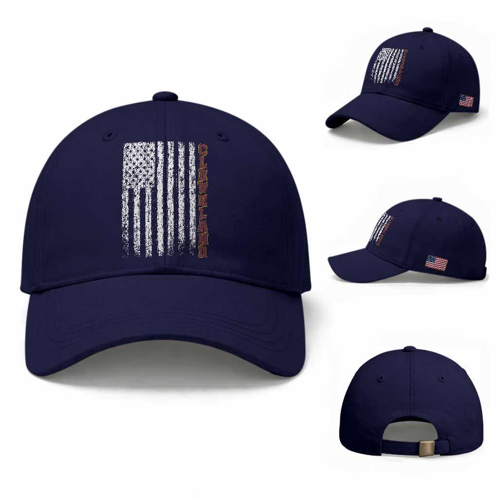 Cleveland Ohio State Pride Vintage American Flag Baseball Cap Vintage American Flag Ohio State Pride