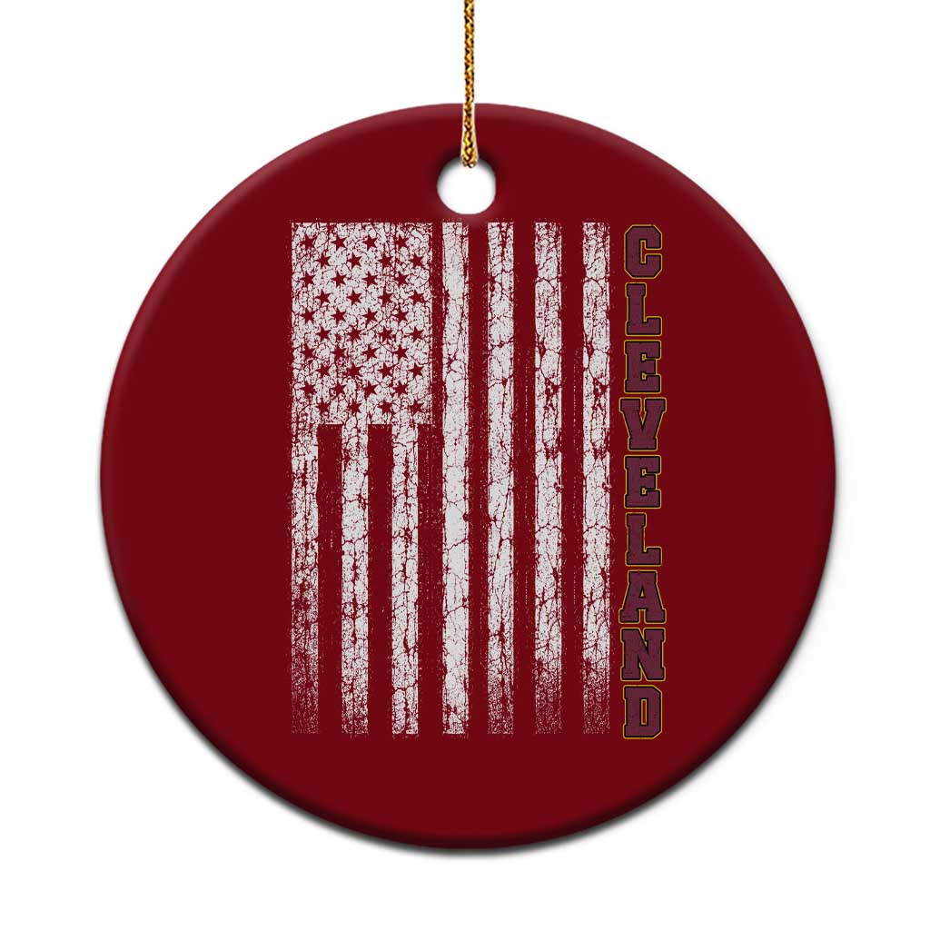 Cleveland Ohio State Pride Vintage American Flag Ceramic Ornament Vintage American Flag Ohio State Pride