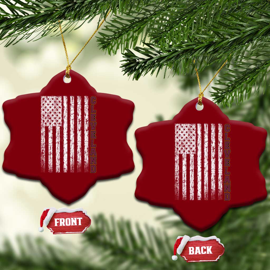 Cleveland Ohio State Pride Vintage American Flag Ceramic Ornament Vintage American Flag Ohio State Pride