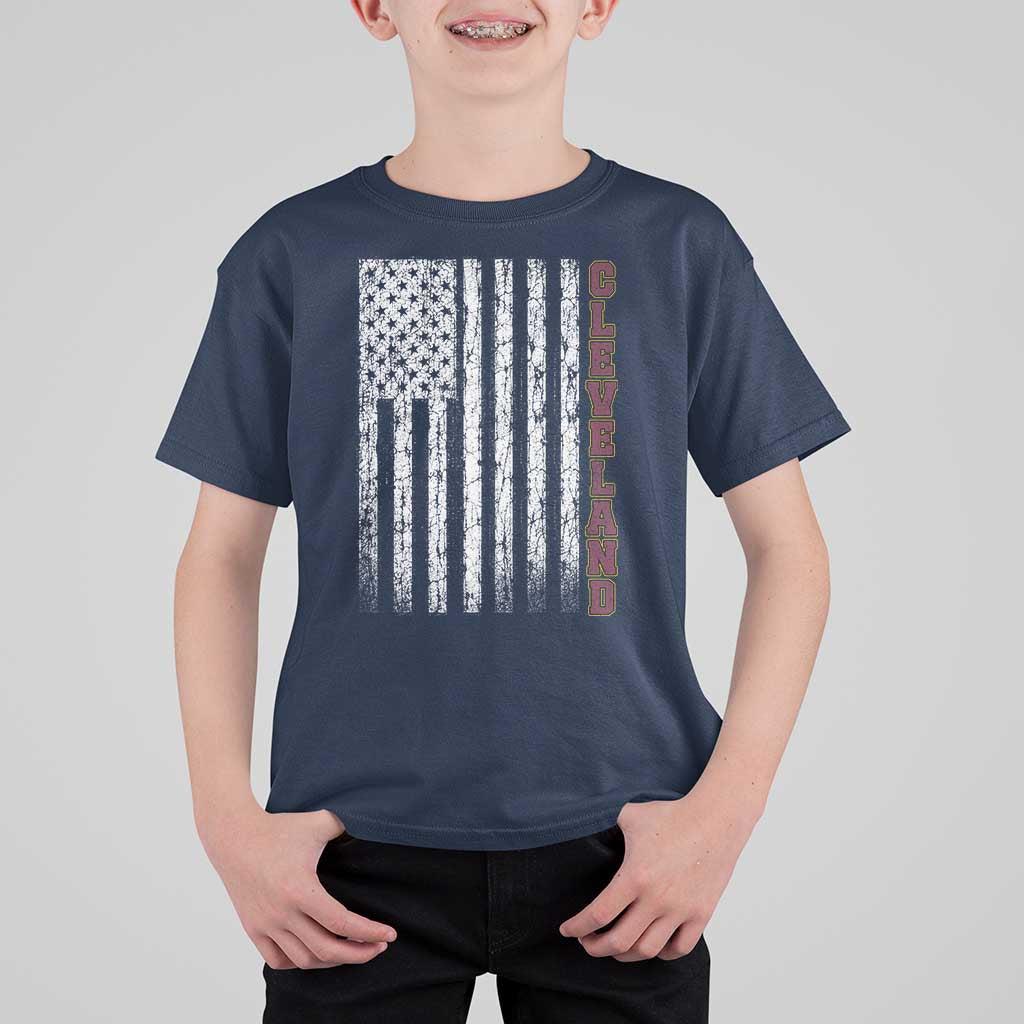 Cleveland Ohio State Pride Vintage American Flag T Shirt For Kid