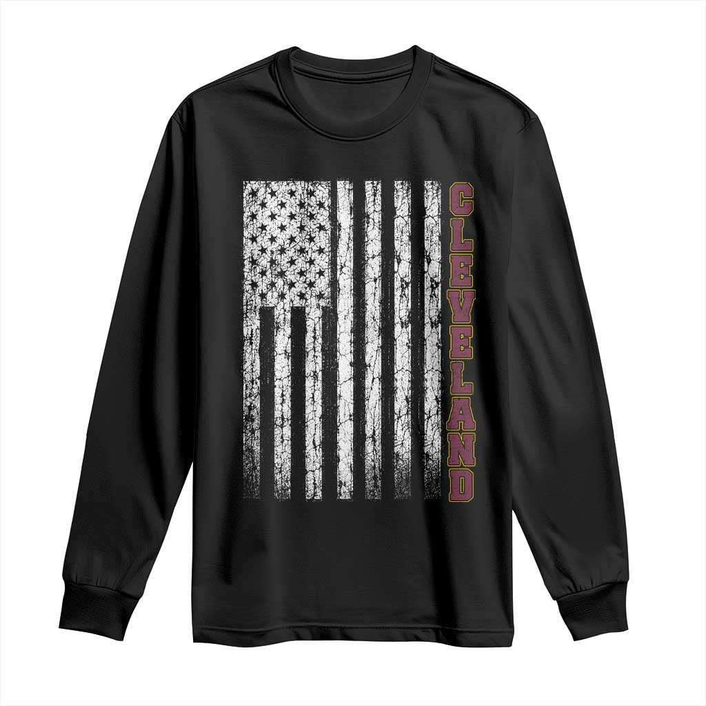 Cleveland Ohio State Pride Vintage American Flag Long Sleeve Shirt