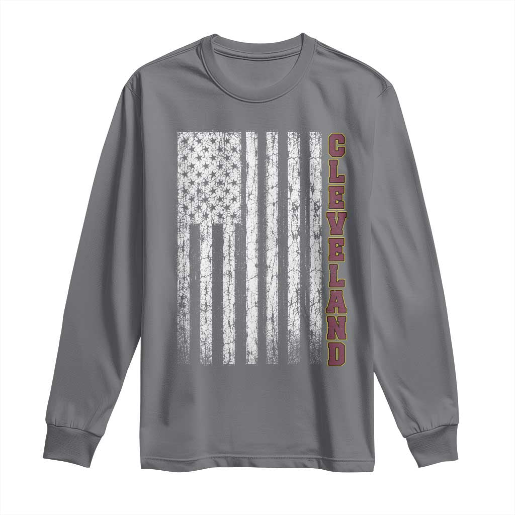 Cleveland Ohio State Pride Vintage American Flag Long Sleeve Shirt