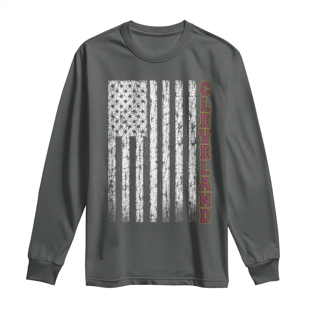 Cleveland Ohio State Pride Vintage American Flag Long Sleeve Shirt