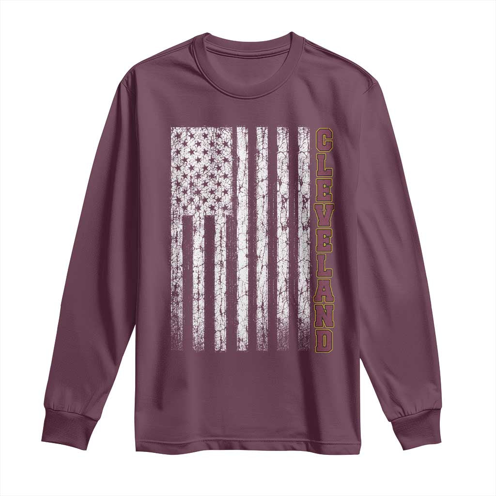 Cleveland Ohio State Pride Vintage American Flag Long Sleeve Shirt