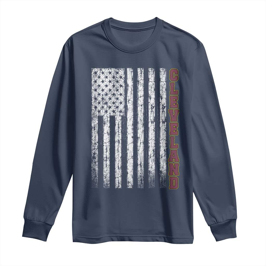 Cleveland Ohio State Pride Vintage American Flag Long Sleeve Shirt