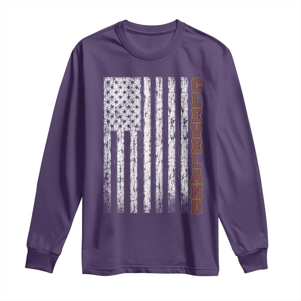 Cleveland Ohio State Pride Vintage American Flag Long Sleeve Shirt