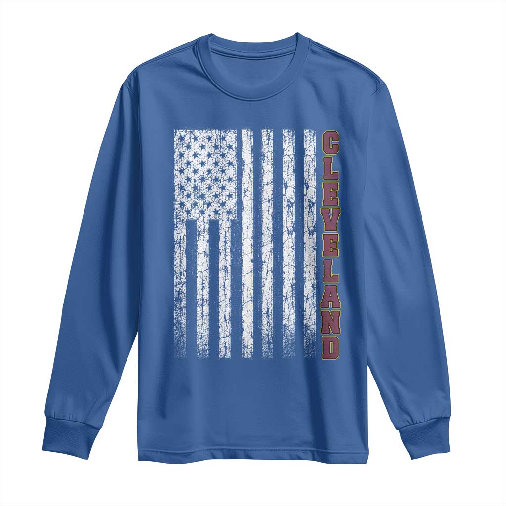 Cleveland Ohio State Pride Vintage American Flag Long Sleeve Shirt