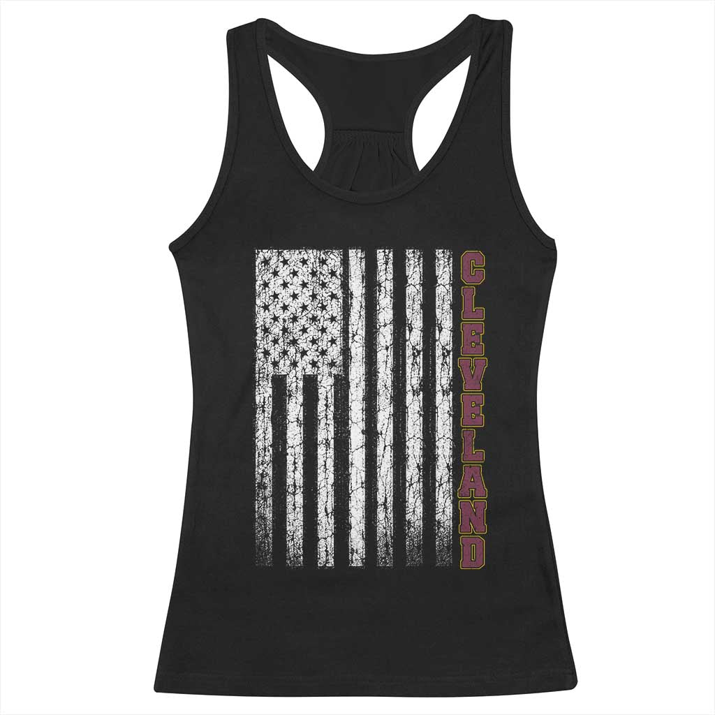 Cleveland Ohio State Pride Vintage American Flag Racerback Tank Top